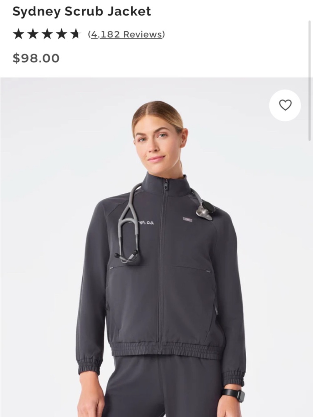 NWT Figs Sydney Scrub Jacket XS - Charcoal Gray